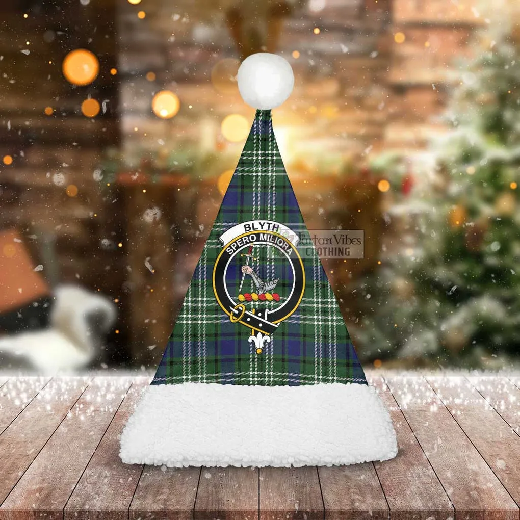 Blyth Tartan Christmas Santa Hats with Family Crest