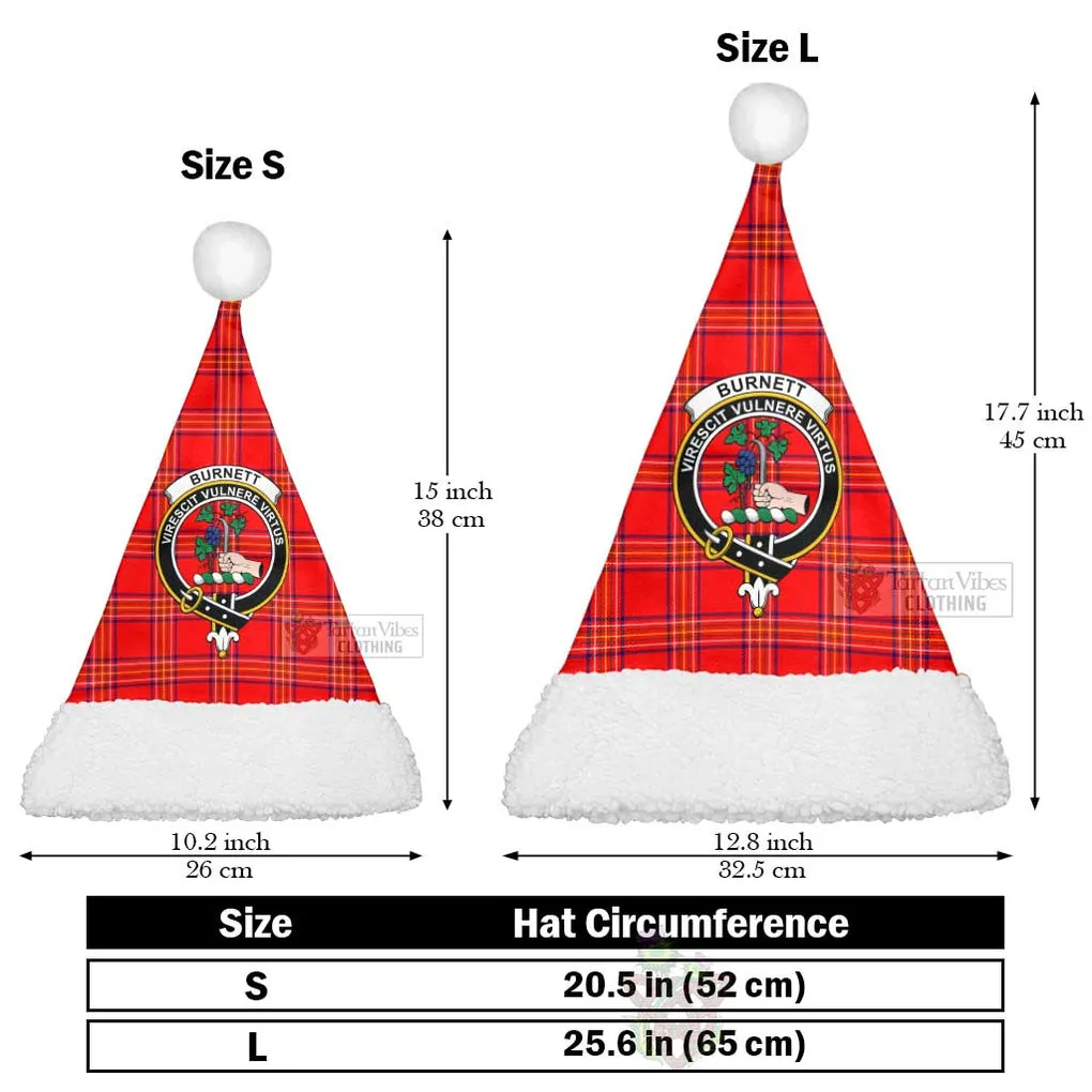 Burnett Tartan Christmas Santa Hats with Family Crest