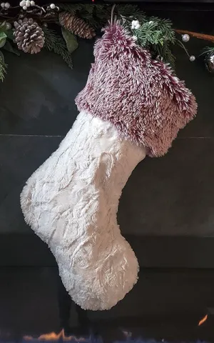 Christmas Stocking - Assorted Faux Fur w/ Fox Fur Cuffs