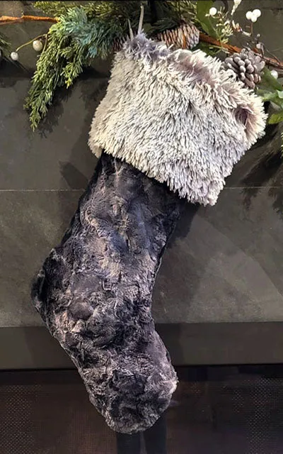 Christmas Stocking - Assorted Faux Fur w/ Fox Fur Cuffs