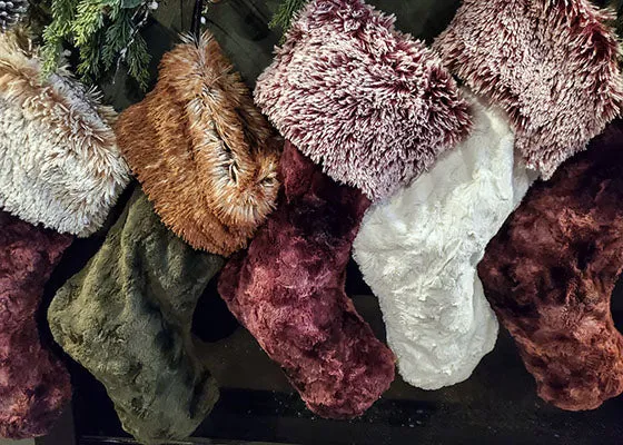 Christmas Stocking - Assorted Faux Fur w/ Fox Fur Cuffs