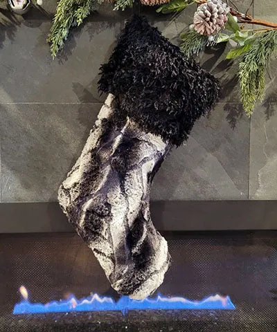 Christmas Stocking - Assorted Faux Furs with Black Swan (SOLD OUT)