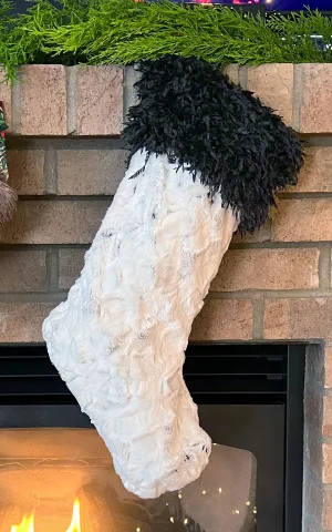 Christmas Stocking - Assorted Faux Furs with Black Swan (SOLD OUT)