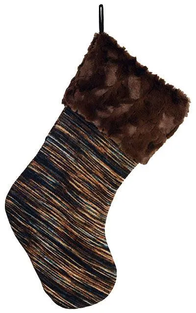 Christmas Stocking -  Assorted Sweet Stripes with  Assorted Cuddly Faux Fur Cuffs