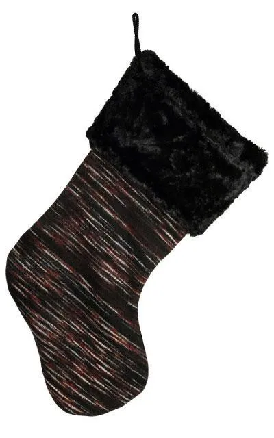 Christmas Stocking -  Assorted Sweet Stripes with  Assorted Cuddly Faux Fur Cuffs