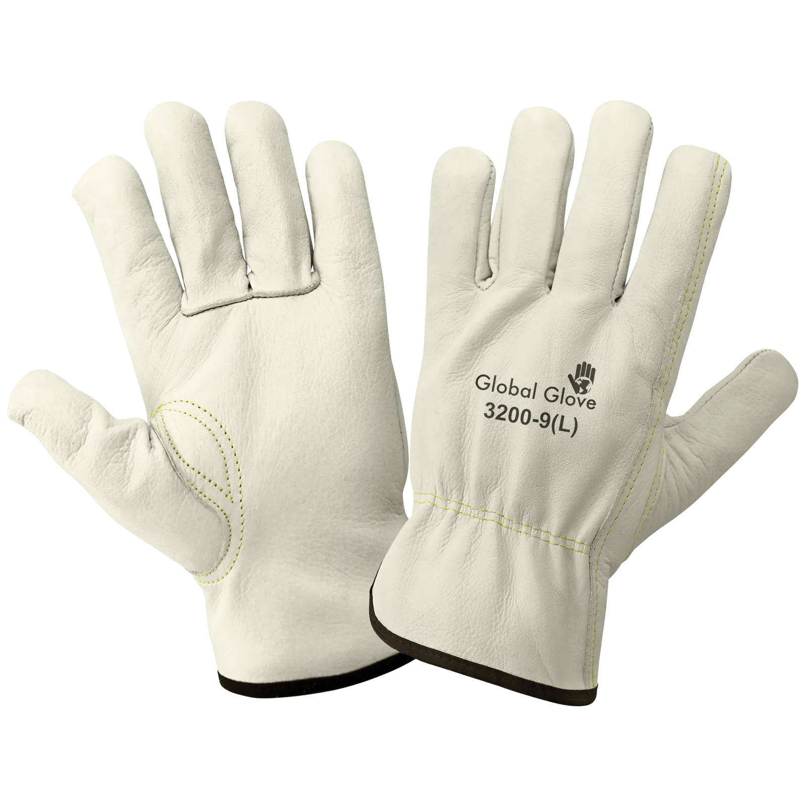 Global Glove Premium-Grade Grain Cowhide Drivers Gloves - Beige
