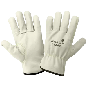 Global Glove Premium-Grade Grain Cowhide Drivers Gloves - Beige
