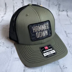 Hammer Down "Simple Black Duck Camo" Hat - Loden with Woven Patch