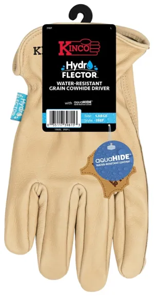 Hydroflector 398P-L Gloves, Men's, L, Keystone Thumb, Easy-On Cuff, Cowhide Leather, Tan :PR: QUANTITY: 1