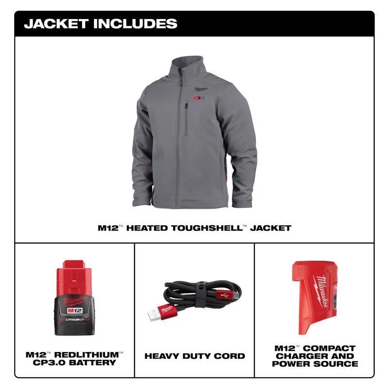 Milwaukee M12 TOUGHSHELL XL Long Sleeve Unisex Heated Jacket Kit Gray