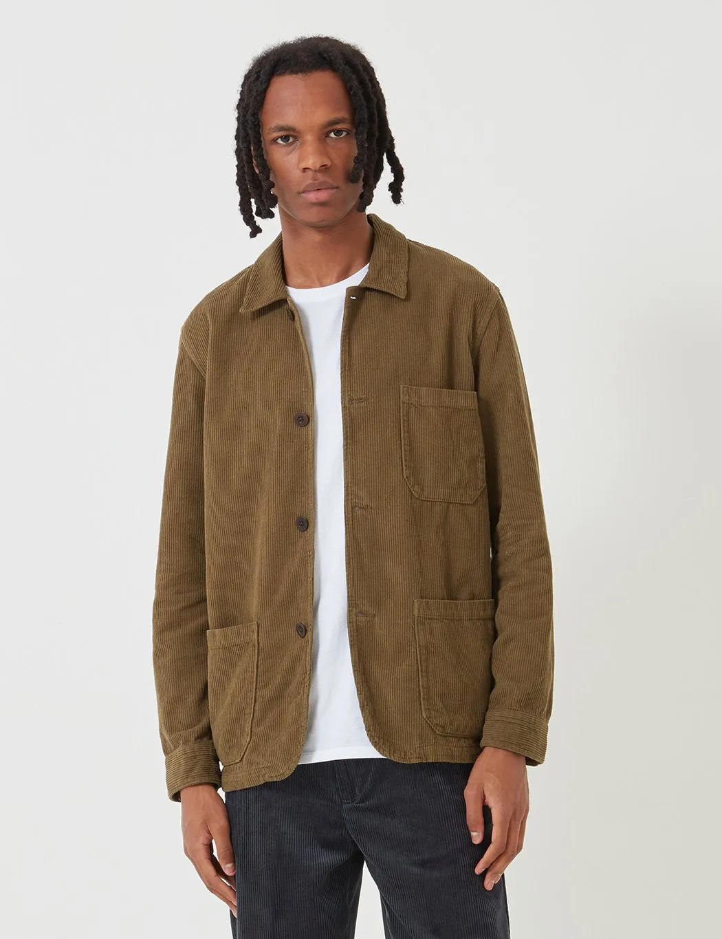 Portuguese Flannel Labura Workwear Jacket (Cord) - Olive Green
