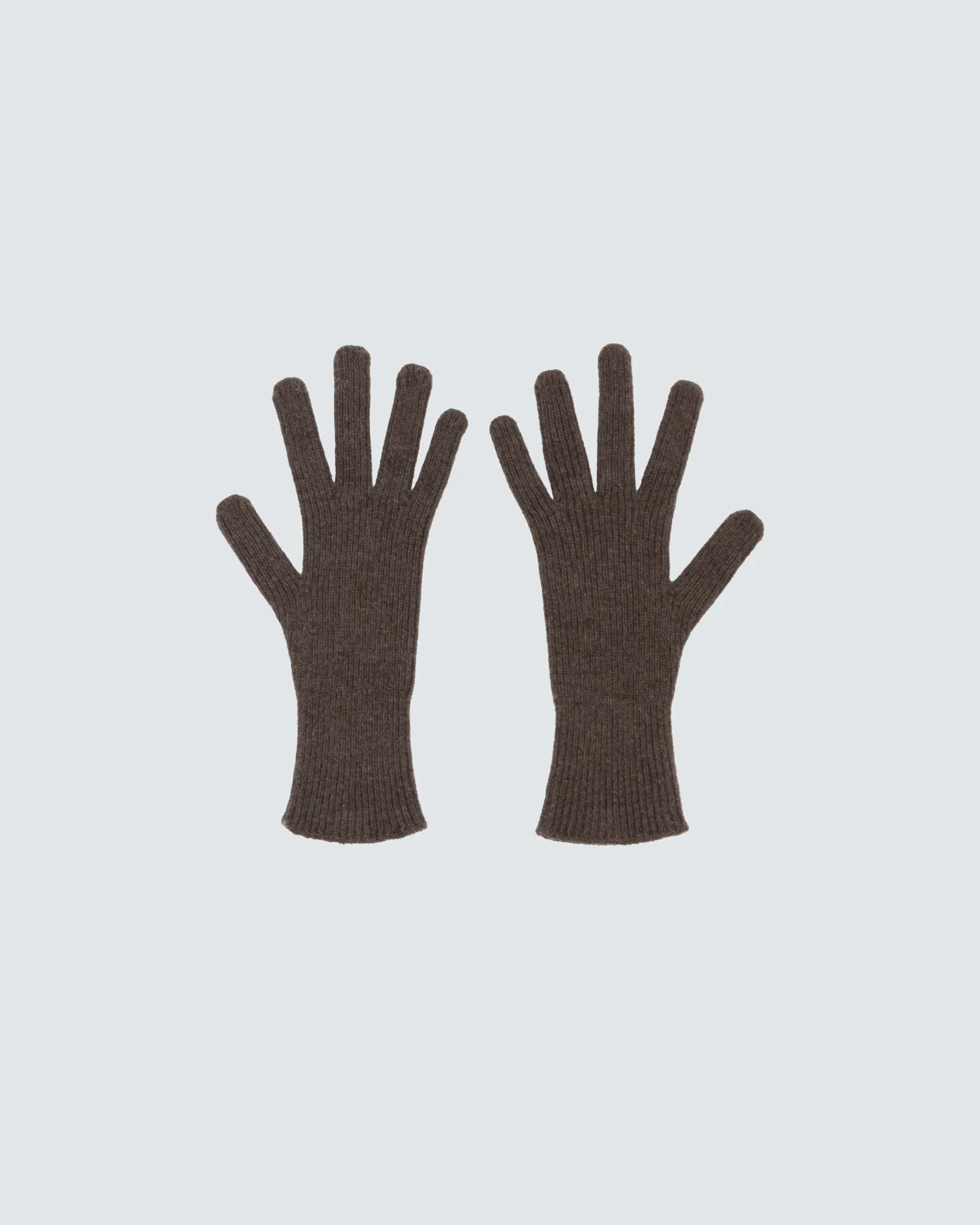 Ribbed Gloves - Recycled Cashmere - Teak Brown
