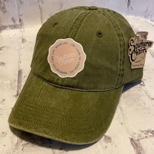 Southern Charm "Mtn Lake Beach" Hat - Olive with Woven Patch