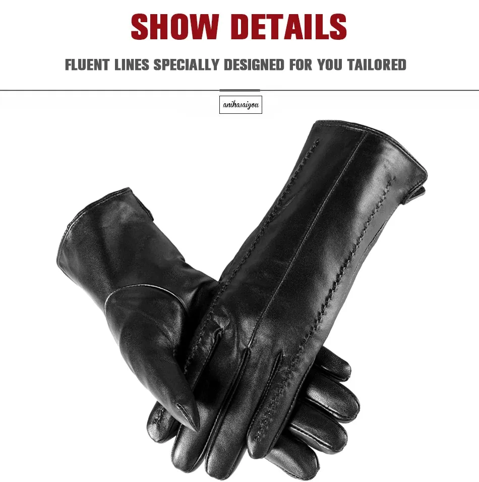White leather women's gloves, Genuine Leather, cotton lining warm, Fashion leather gloves, leather gloves warm winter-2226