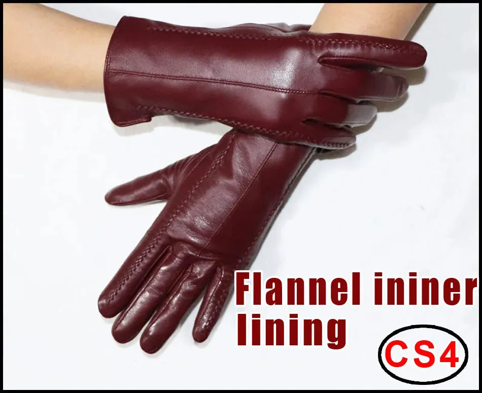 Women's Sheepskin Gloves Winter Warmth Plus Velvet Short Thin Touch Screen Driving Female Color Leather Gloves New High-end 2024