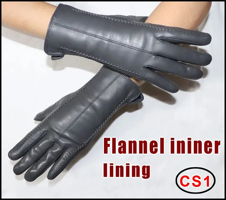 Women's Sheepskin Gloves Winter Warmth Plus Velvet Short Thin Touch Screen Driving Female Color Leather Gloves New High-end 2024
