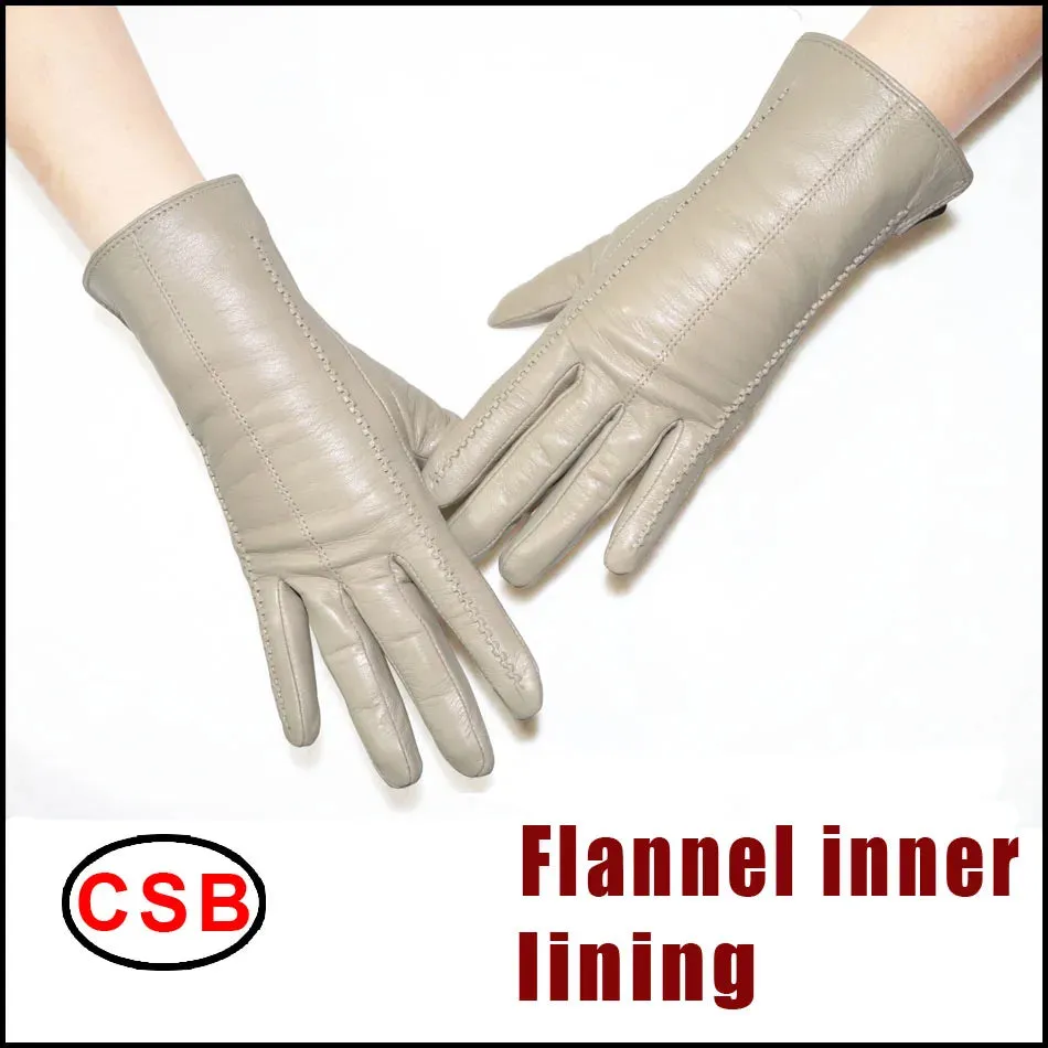 Women's Sheepskin Gloves Winter Warmth Plus Velvet Short Thin Touch Screen Driving Female Color Leather Gloves New High-end 2024