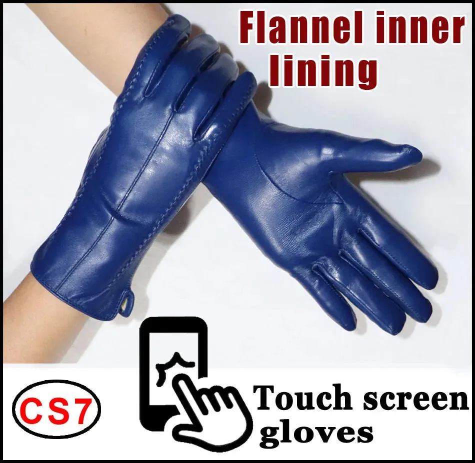 Women's Sheepskin Gloves Winter Warmth Plus Velvet Short Thin Touch Screen Driving Female Color Leather Gloves New High-end 2024