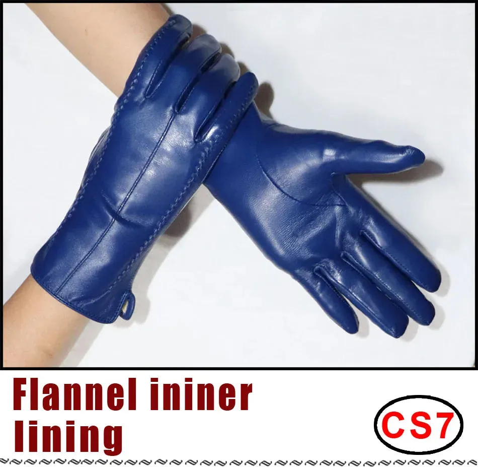 Women's Sheepskin Gloves Winter Warmth Plus Velvet Short Thin Touch Screen Driving Female Color Leather Gloves New High-end 2024