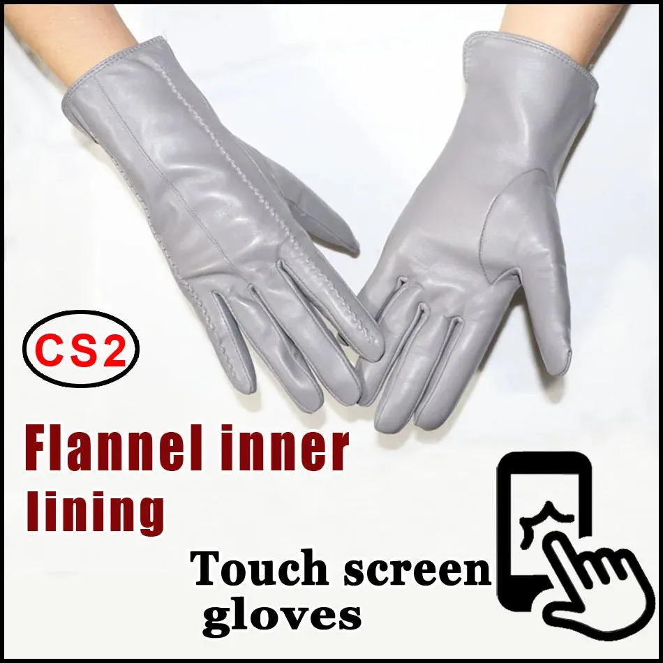 Women's Sheepskin Gloves Winter Warmth Plus Velvet Short Thin Touch Screen Driving Female Color Leather Gloves New High-end 2024