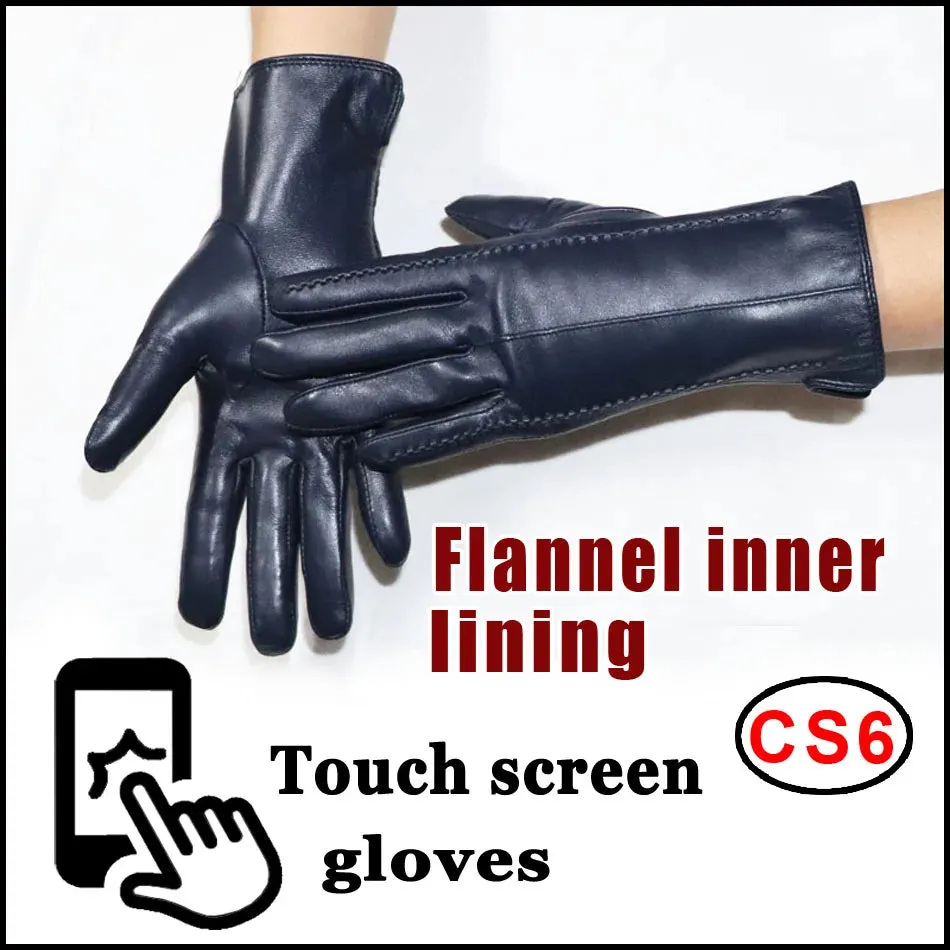 Women's Sheepskin Gloves Winter Warmth Plus Velvet Short Thin Touch Screen Driving Female Color Leather Gloves New High-end 2024