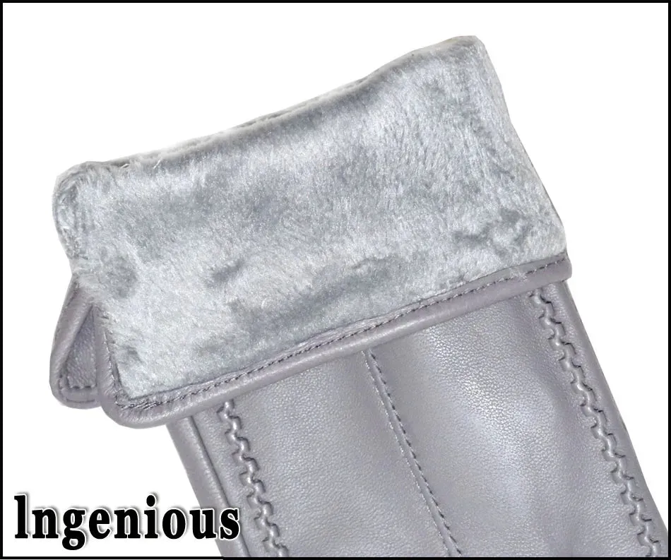 Women's Sheepskin Gloves Winter Warmth Plus Velvet Short Thin Touch Screen Driving Female Color Leather Gloves New High-end 2024