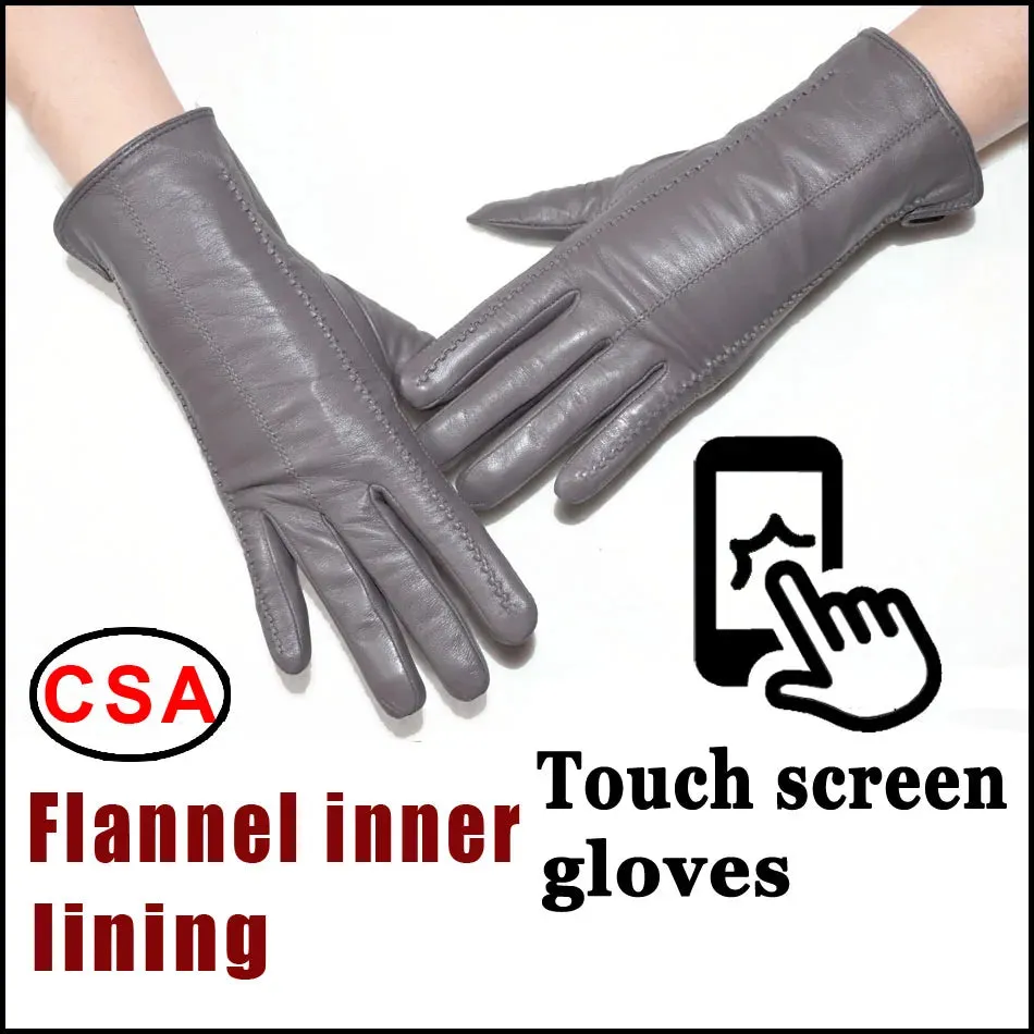Women's Sheepskin Gloves Winter Warmth Plus Velvet Short Thin Touch Screen Driving Female Color Leather Gloves New High-end 2024